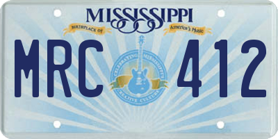 MS license plate MRC412