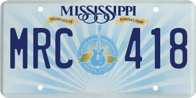 MS license plate MRC418