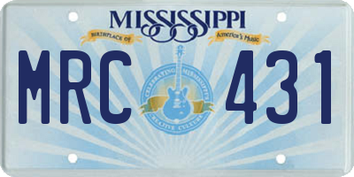 MS license plate MRC431