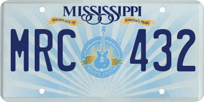 MS license plate MRC432
