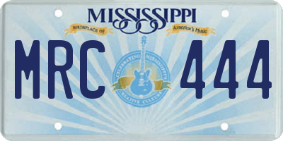 MS license plate MRC444
