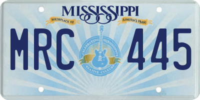 MS license plate MRC445