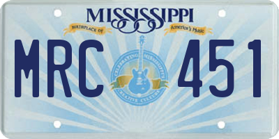MS license plate MRC451