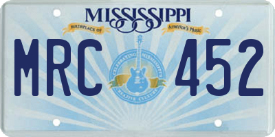 MS license plate MRC452
