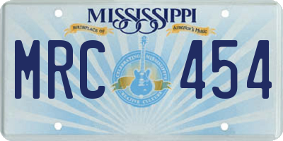 MS license plate MRC454
