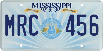 MS license plate MRC456