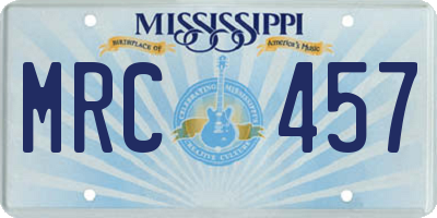 MS license plate MRC457