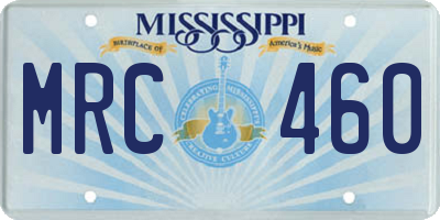 MS license plate MRC460