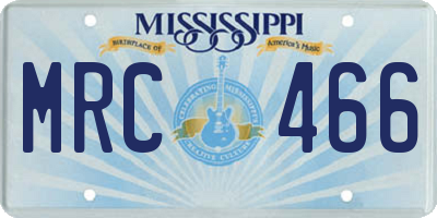 MS license plate MRC466