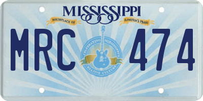 MS license plate MRC474