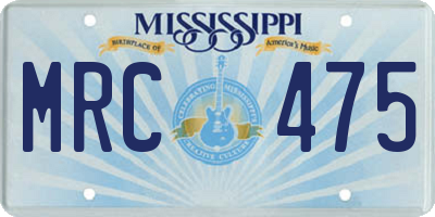 MS license plate MRC475