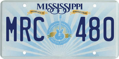 MS license plate MRC480