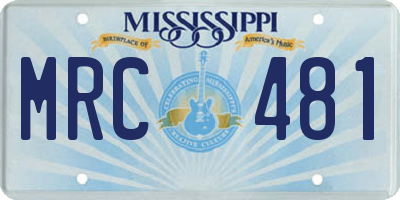 MS license plate MRC481