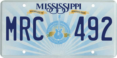MS license plate MRC492
