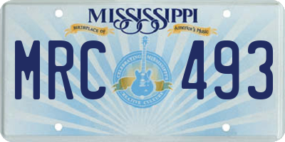 MS license plate MRC493