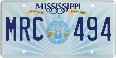 MS license plate MRC494