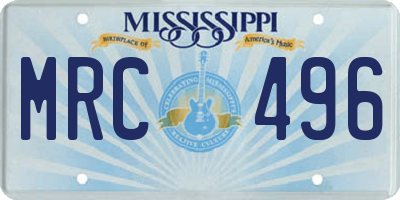 MS license plate MRC496