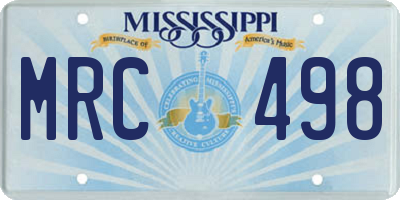 MS license plate MRC498