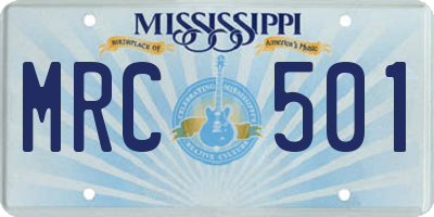 MS license plate MRC501