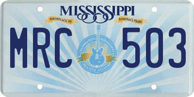 MS license plate MRC503