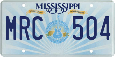 MS license plate MRC504