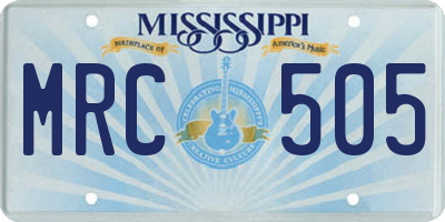 MS license plate MRC505