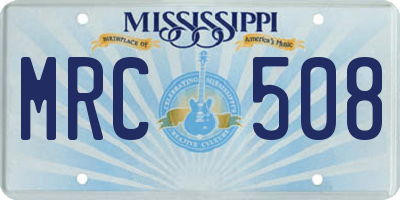 MS license plate MRC508