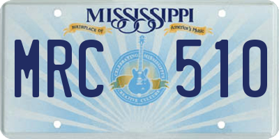MS license plate MRC510
