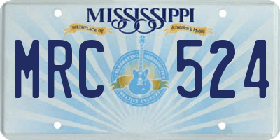 MS license plate MRC524