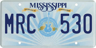 MS license plate MRC530