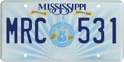 MS license plate MRC531