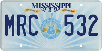 MS license plate MRC532