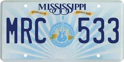 MS license plate MRC533