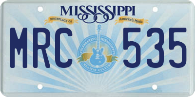 MS license plate MRC535