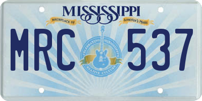 MS license plate MRC537