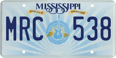 MS license plate MRC538