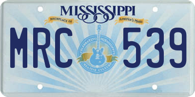 MS license plate MRC539