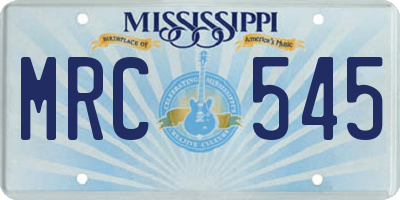MS license plate MRC545