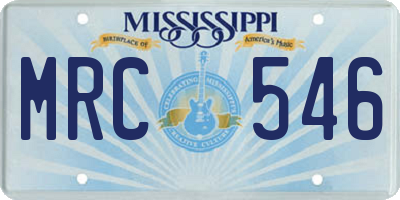MS license plate MRC546