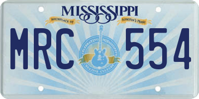 MS license plate MRC554
