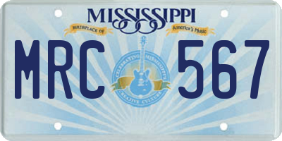 MS license plate MRC567
