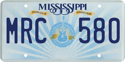 MS license plate MRC580