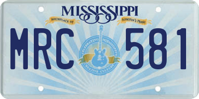 MS license plate MRC581
