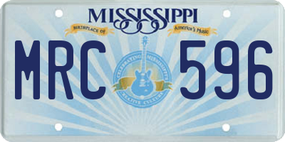 MS license plate MRC596