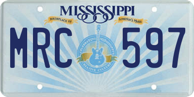 MS license plate MRC597
