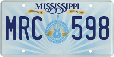 MS license plate MRC598