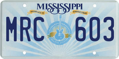 MS license plate MRC603