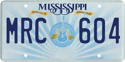 MS license plate MRC604