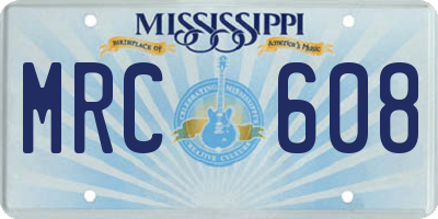 MS license plate MRC608