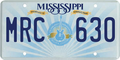 MS license plate MRC630